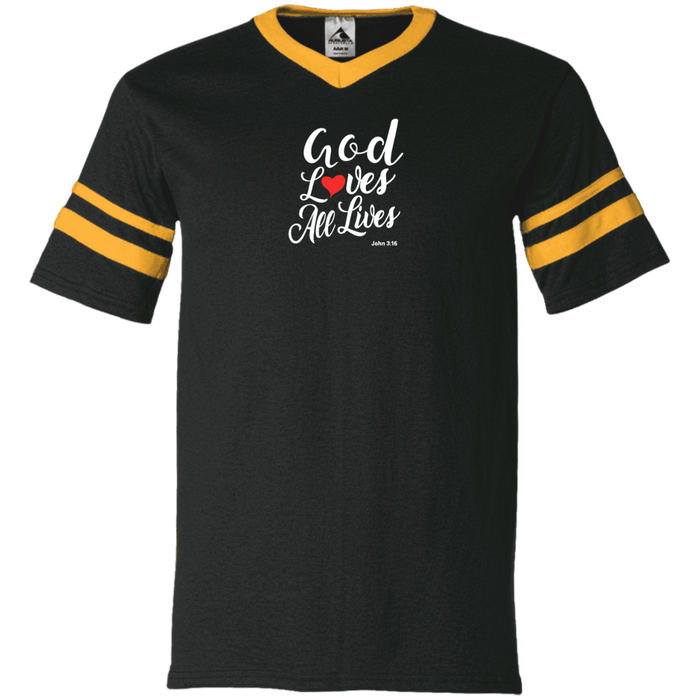 God Loves All Lives Men’s V Neck Sleeve Stripe Jersey