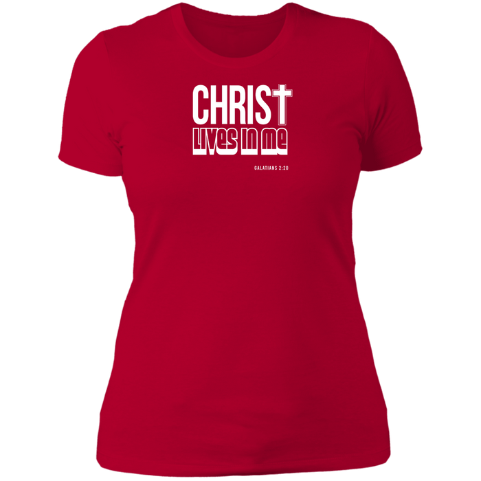 Christ Lives in Me Ladies Boyfriend Tee Shirt