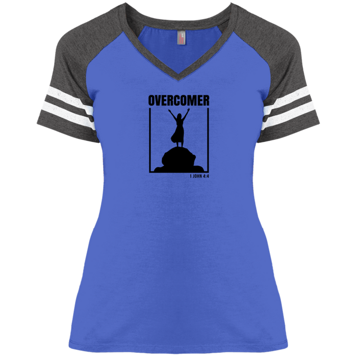 Overcomer Ladies Game V Neck Tee Shirt