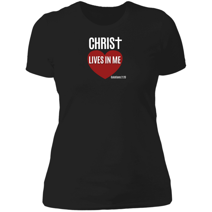 Christ Lives in Me Ladies Boyfriend Tee