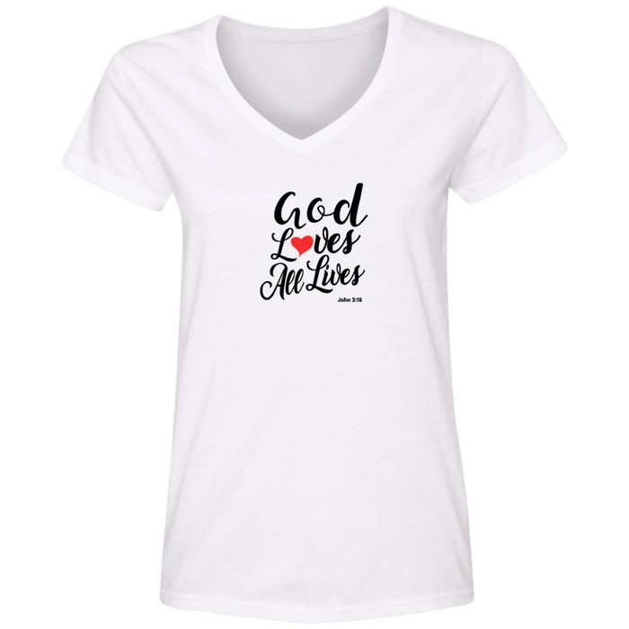 God Loves All Lives Ladies V Neck Shirt