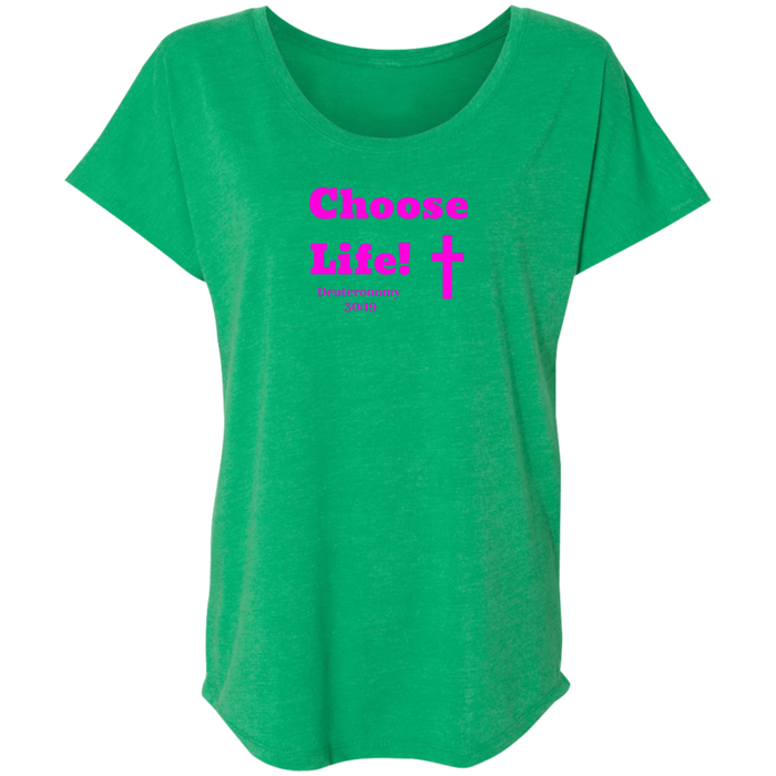 Choose Life 2.0 Ladies Triblend Dolman