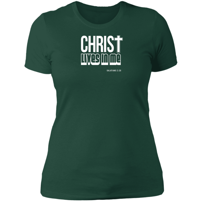 Christ Lives in Me Ladies Boyfriend Tee Shirt