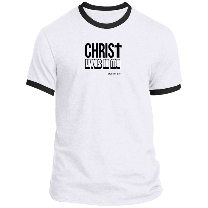 Christ Lives in Me Men’s Ringer Tee