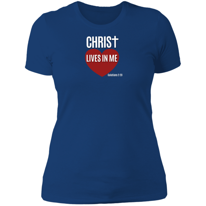 Christ Lives in Me Ladies Boyfriend Tee