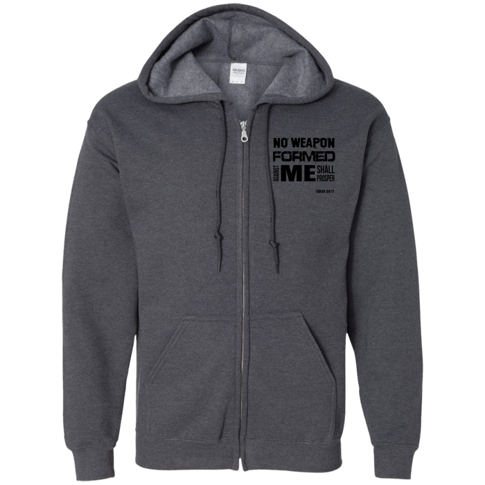 No Weapon Formed Against Me Shall Prosper Men’s Zip Up Hooded Sweatshirt