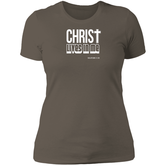 Christ Lives in Me Ladies Boyfriend Tee Shirt