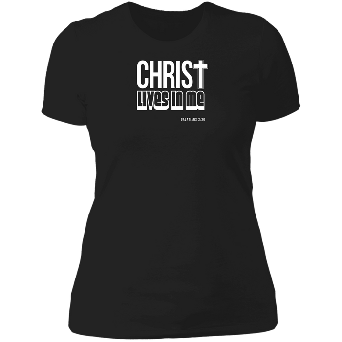 Christ Lives in Me Ladies Boyfriend Tee Shirt