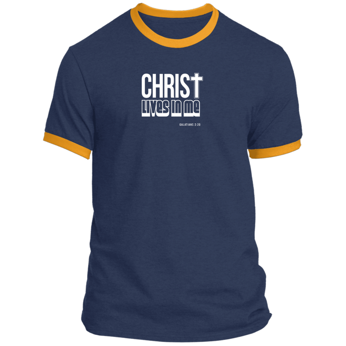 Christ Lives in Me Men’s Ringer Tee