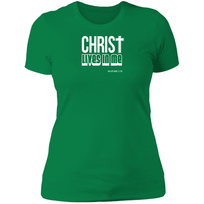 Christ Lives in Me Ladies Boyfriend Tee Shirt