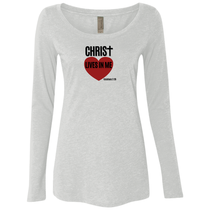 Christ Lives in Me Ladies Triblend Long Sleeve Tee