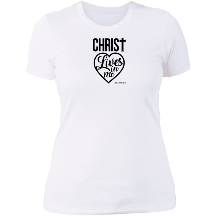 Christ Lives in Me Ladies Boyfriend Tee Shirt