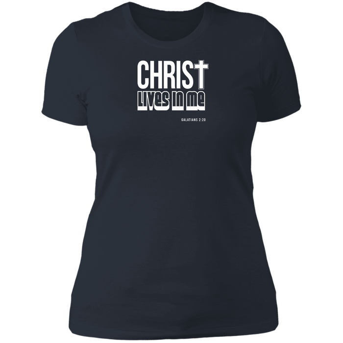 Christ Lives in Me Ladies Boyfriend Tee Shirt