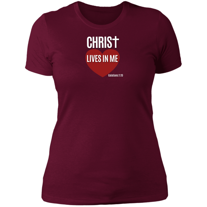 Christ Lives in Me Ladies Boyfriend Tee