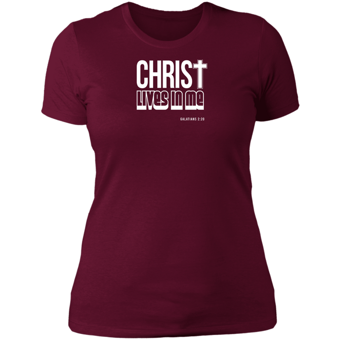 Christ Lives in Me Ladies Boyfriend Tee Shirt