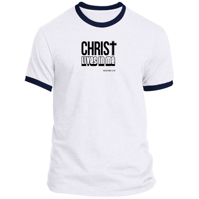 Christ Lives in Me Men’s Ringer Tee