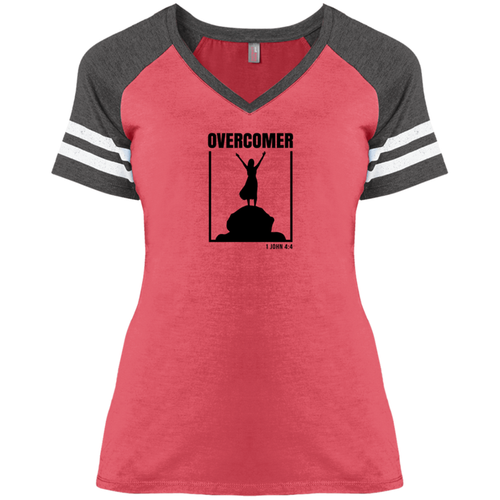 Overcomer Ladies Game V Neck Tee Shirt