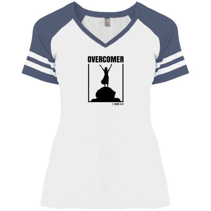 Overcomer Ladies Game V Neck Tee Shirt