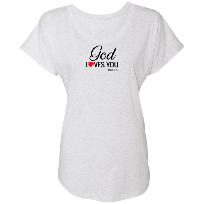 God Loves You Ladies Triblend Dolman Sleeve Tee