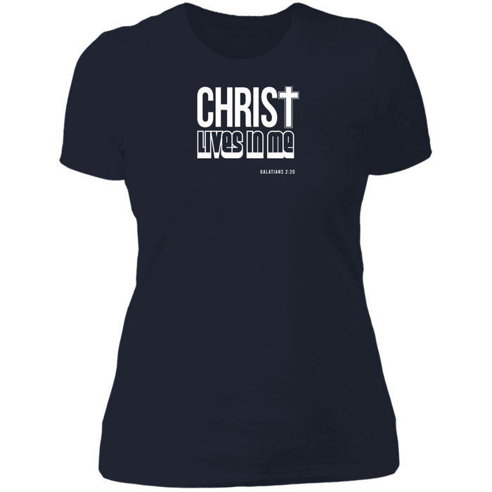 Christ Lives in Me Ladies Boyfriend Tee Shirt