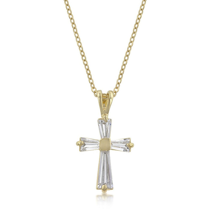 Goldtone Baguette Cross Pendant