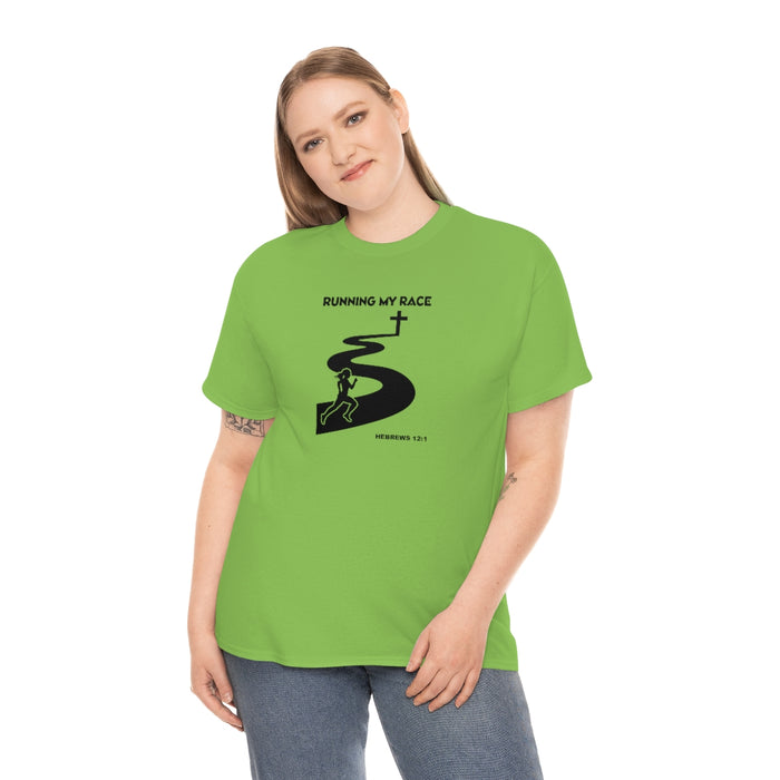 Running My Race Women Unisex Heavy Cotton Tee