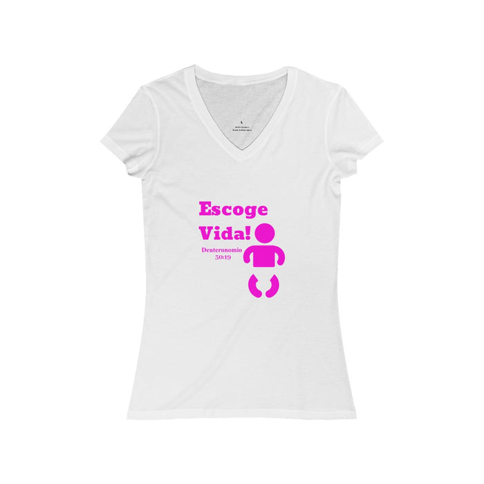 Escoge Vida Women's Jersey Short Sleeve Deep V-Neck Tee