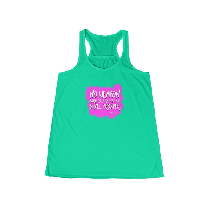 No Weapon Formed Against Me Shall Prosper Women's Flowy Racerback Tank